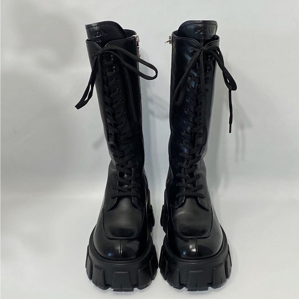 Prada Lug-Sole Tall Leather Combat Boots size 36 - Picture 2 of 15